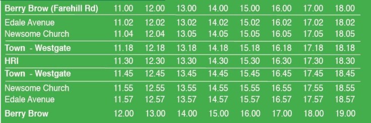 New Year's Day bus timetable